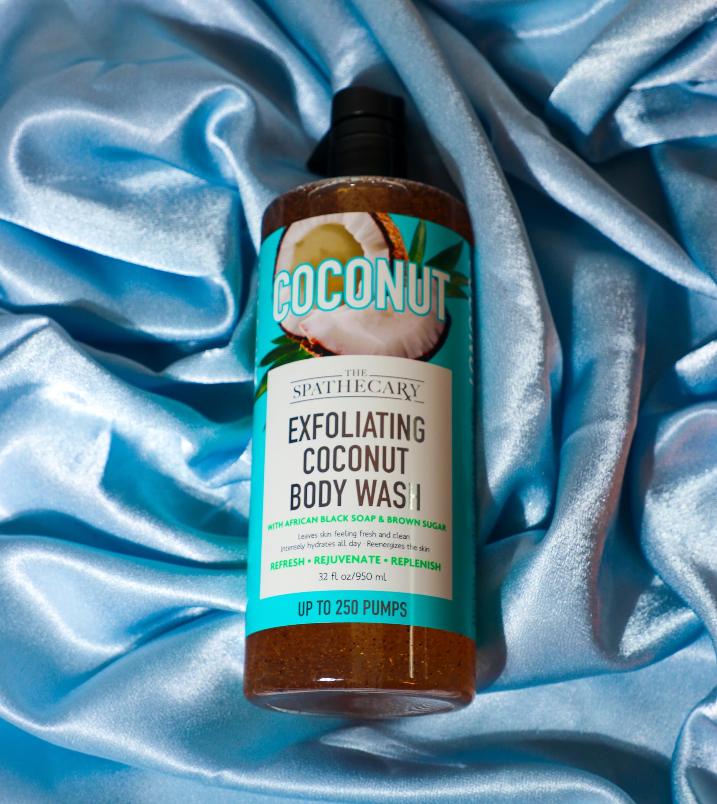 The Spathecary Exfoliating Coconut Body Wash, with African Black Soap and Brown Sugar to Refresh and Rejuvenate, 33 oz
